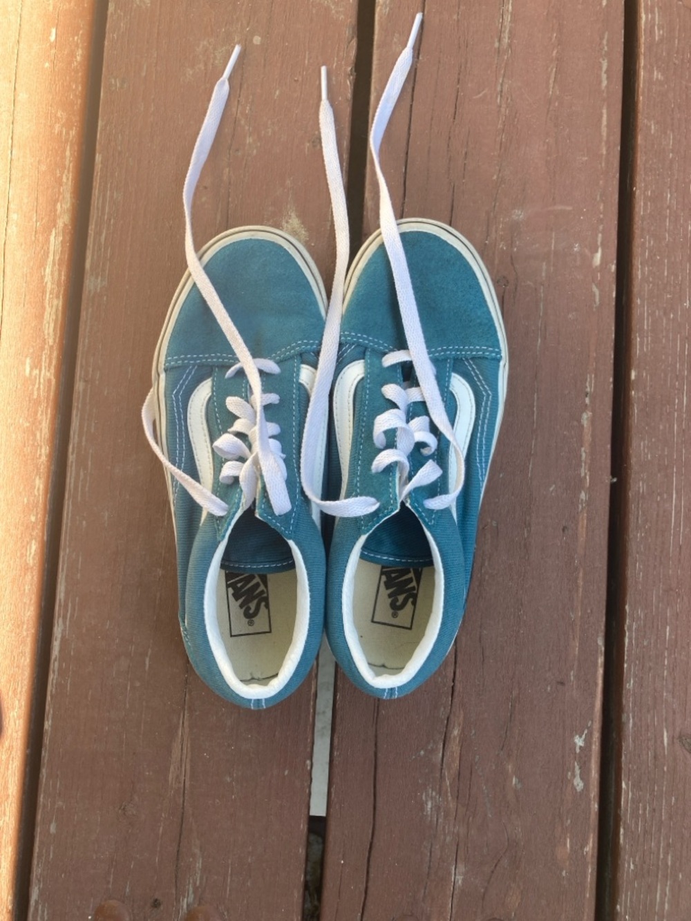 Vans Kids Teal Suede & Canvas Old Skool Sneakers - Teal/White